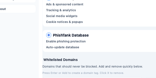 Settings toggle block details