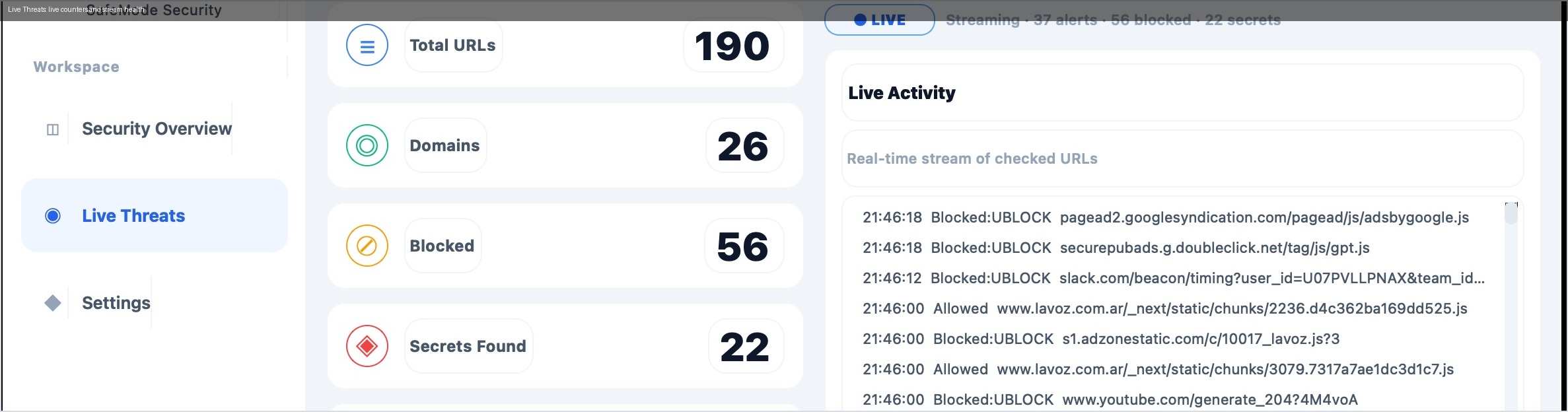 Live counters during traffic